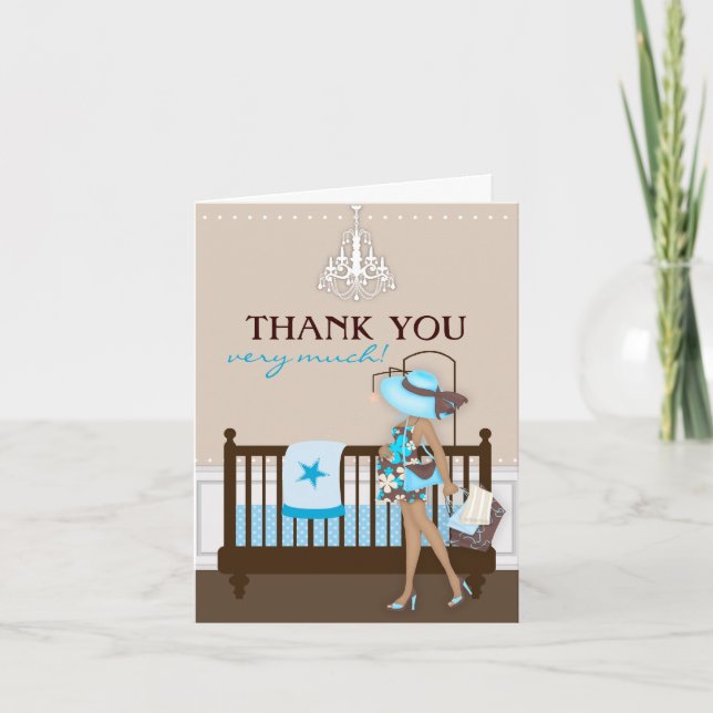 Chic Modern Mama Babydusche Danke Karte (Vorderseite)