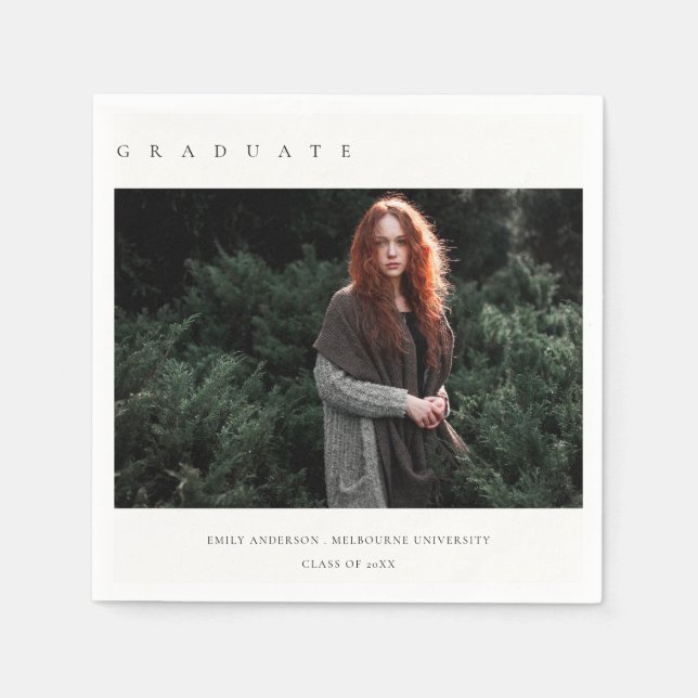 CHIC MODERN MINIMAL CLEAN CUSTOM FOTO ABSCHLUSS SERVIETTE (Vorderseite)