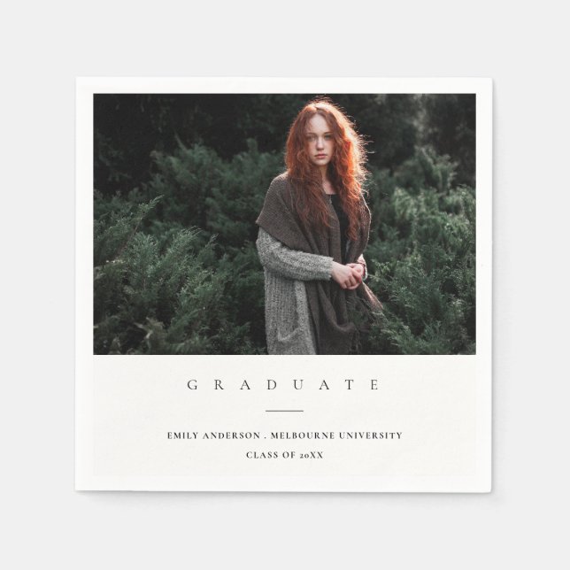 CHIC MODERN MINIMAL CLEAN CUSTOM FOTO ABSCHLUSS SERVIETTE (Vorderseite)