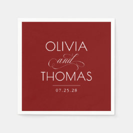 Chic Modern Minimalist Typography Red Wedding Serviette