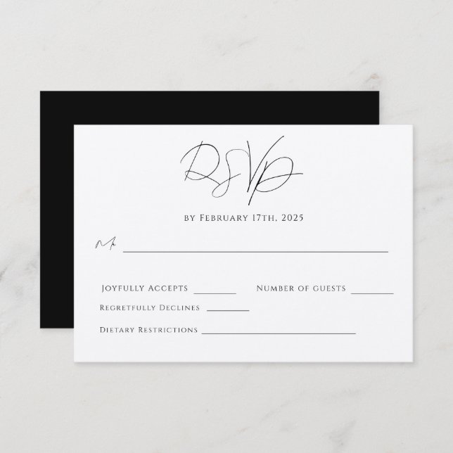 Chic Modern Minimalistisch Einfache Elegante RSVP  (Vorne/Hinten)