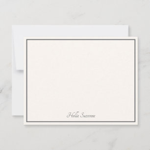 Chic Modern Minimalistisch Elegant Elfenbein & Gra Mitteilungskarte