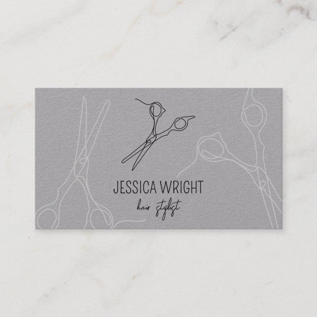 Chic Modern Minimalistisch Hair Stylist Scheren Li Visitenkarte (Vorderseite)