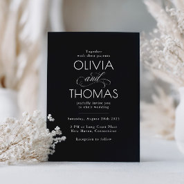 Chic Modern Minimalistisch Typografy Black Wedding Einladung