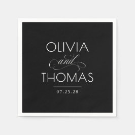 Chic Modern Minimalistisch Typografy Black Wedding Serviette