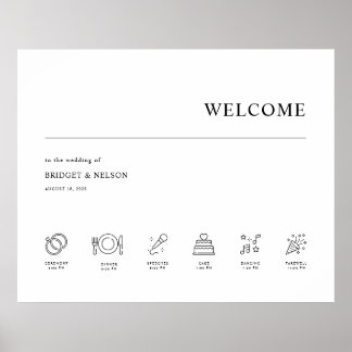 Chic Modern Minimalistische Hochzeit Begrüßungszei Poster