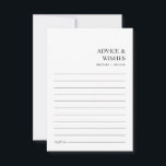 Chic Modern Minimalistische Hochzeitsstimmung wüns Hinweiskarte<br><div class="desc">In einem Tanz klassischer Eleganz und moderner Einfachheit verbindet diese schwarz-weiße Beratungskarte zeitlosen Charme mit zeitgenössischem Design. Jede Zeile auf dieser Karte, die für Boho Date Night Ideas und hochgeschätzte Ansammlung entworfen wurde, lädt zu herzlicher Weisheit ein, die verspricht, ihre gemeinsame Reise zu leiten. Das minimalistische Layout spiegelt eine schicke...</div>