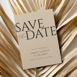 Chic Modern Minimalistische Kraft Wedding Save The Date