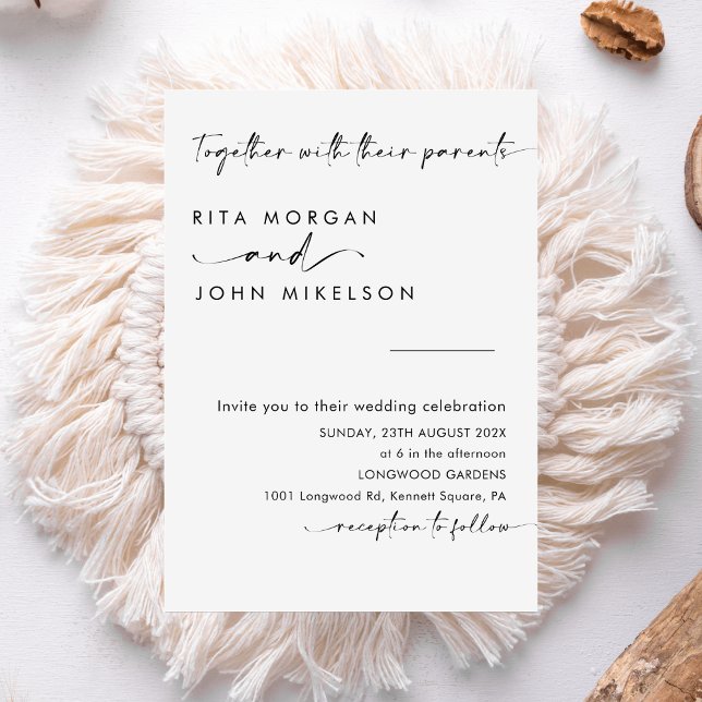 Chic Modern Minimalistische Script Wedding Einladung (Von Creator hochgeladen)