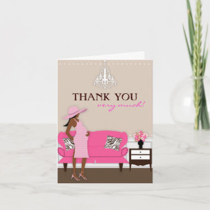 Chic Modern Mom Baby Shower Thank You Card Dankeskarte