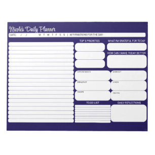 Chic Modern Navy Blue Daily Planer To Do List Notizblock