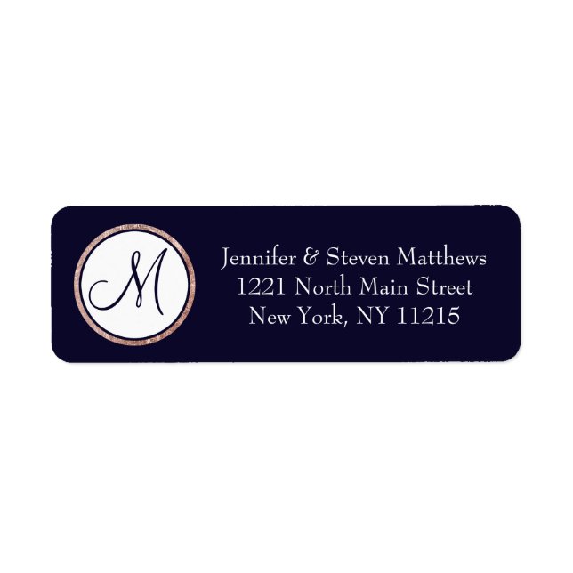 Chic Modern Navy Blue Rose Gold Circle Monogram (Vorne)