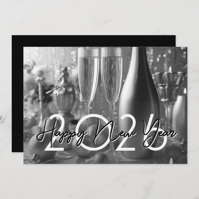 Chic Modern New Year's Eve Party Einladung (Vorne/Hinten)