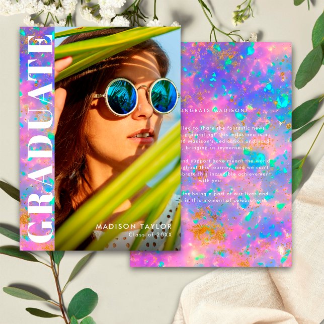 Chic Modern Opal Foto Abschluss Ankündigung (Von Creator hochgeladen)