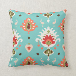 Chic modern orange-türkis-Ikat-Stammesmuster Kissen