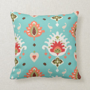 Chic modern orange-türkis-Ikat-Stammesmuster Kissen