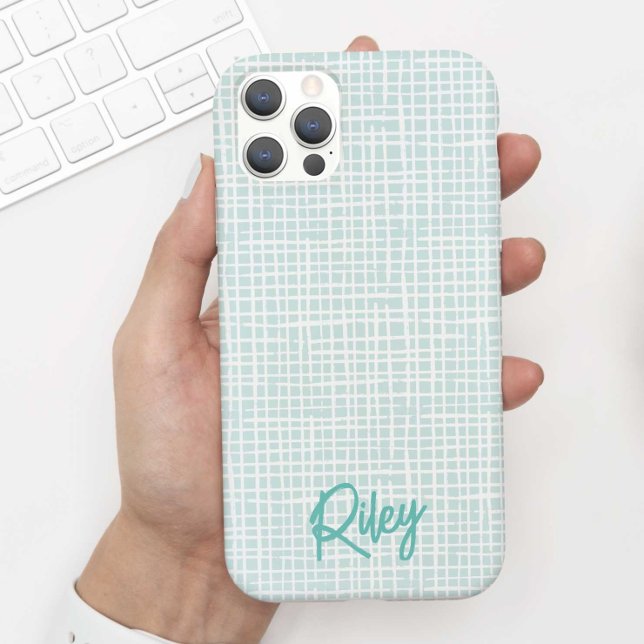 Chic Modern Pale Aqua Aquamarin Handgezeichnete Mu Case-Mate iPhone Hülle (Von Creator hochgeladen)