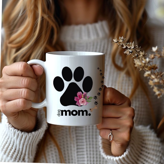 Chic Modern Paw Print Hund Mama Kaffee Tasse (Von Creator hochgeladen)