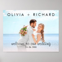 Chic Modern Personalisiertes Foto Hochzeit Willkom