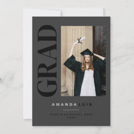 Chic Modern Photo Charcoal Graduation Ankündigung
