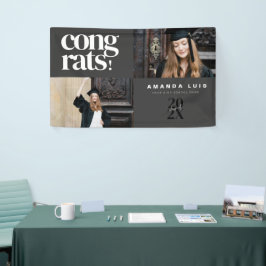 Chic Modern Photo Charcoal Graduation  Banner