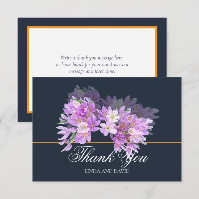 Chic Modern Purple Crocus Bridal Shower Thank You Dankeskarte (Vorne/Hinten)