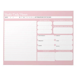 Chic Modern rosa Tagesplaner To Do List Notizblock