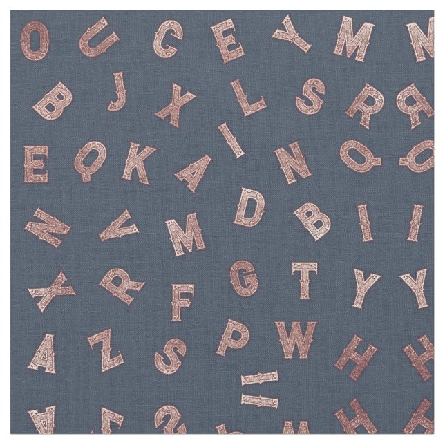 Chic Modern Rose Gold Alphabet Letters Typografy Stoff (Nahaufnahme)