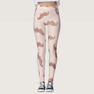 Chic Modern Rose Gold Pink Glitzer Mustaches Leggings