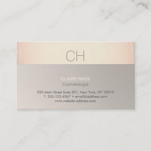 Chic Modern Rose Gold und Taupe Monogram Visitenkarte