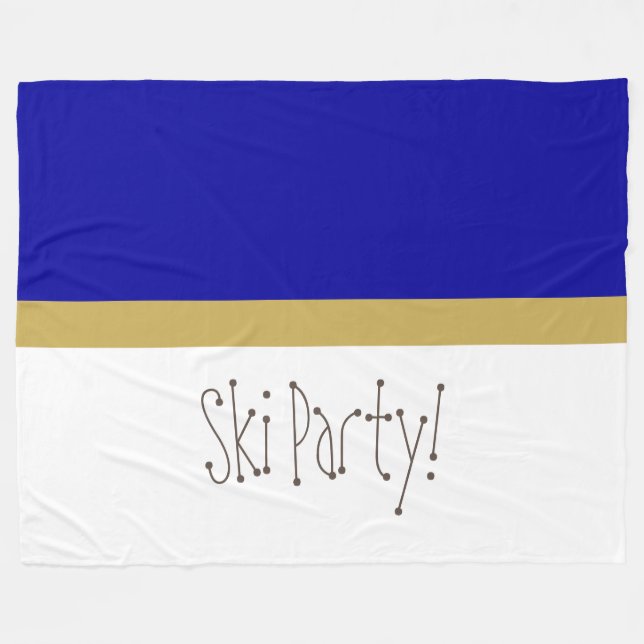 Chic Modern Royal Blue White Whimsical Ski Party Fleecedecke (Vorderseite (Horizontal))
