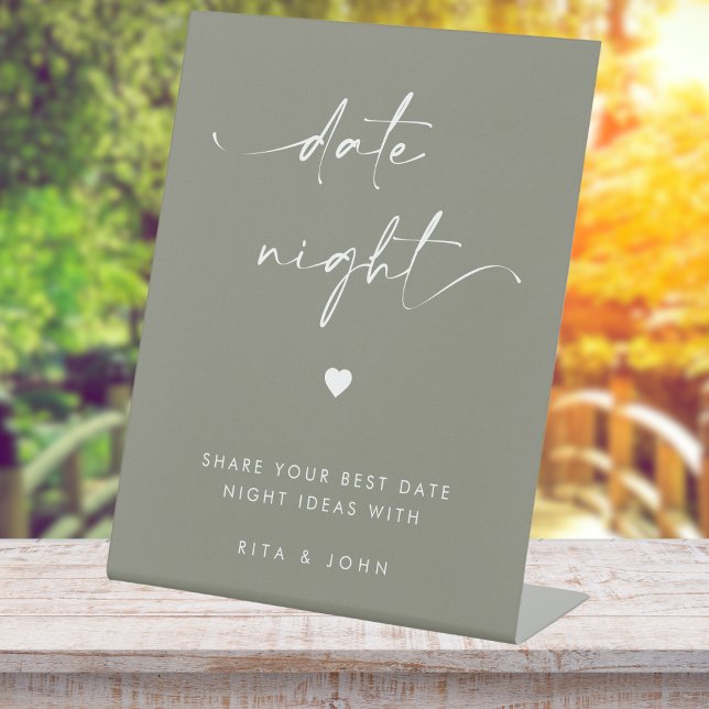 Chic Modern Sage Green Date Jar Ideen Hochzeitszei Sockelschild (Von Creator hochgeladen)