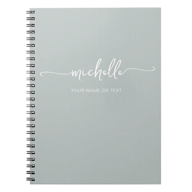 Chic Modern Sage Green Script Monogram Name Notizblock (Vorderseite)