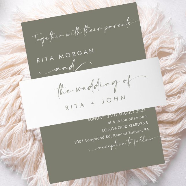 Chic Modern Sage Green Wedding Einladungsbanderole (Von Creator hochgeladen)