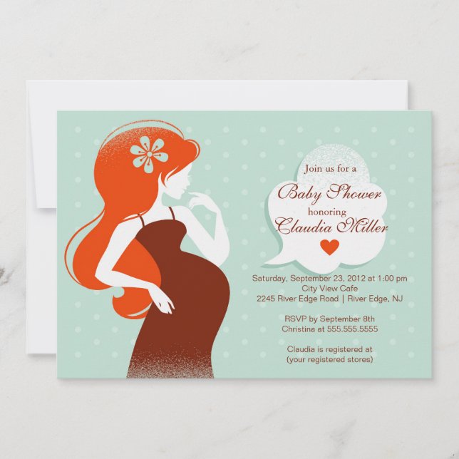 Chic Modern Schwangere Mama Babydusche Einladung (Vorderseite)