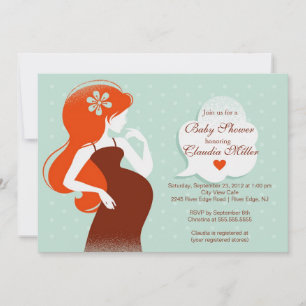 Chic Modern Schwangere Mama Babydusche Einladung