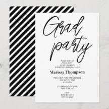 Chic Modern Schwarz-weiß Stripes Graduation Party