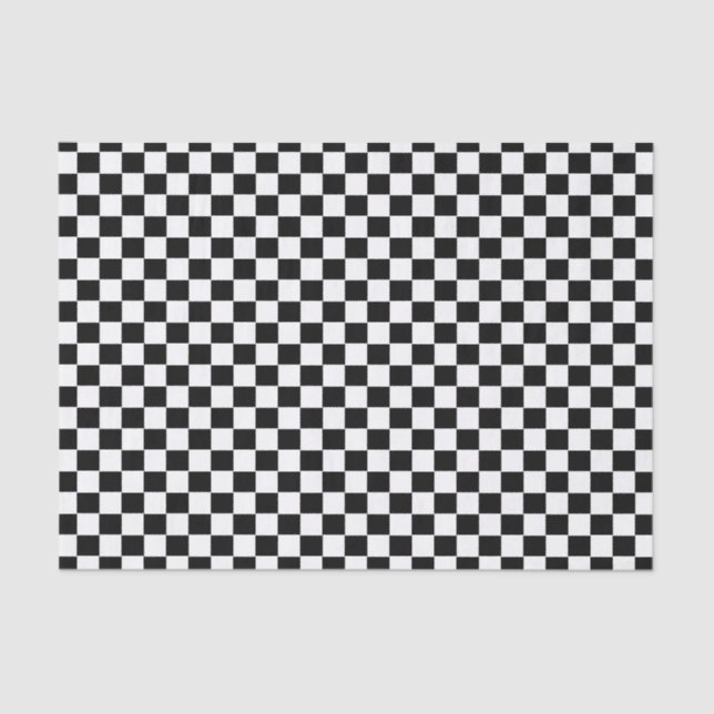 Chic Modern Schwarz-weiße Karo Checkered Gift Wrap Seidenpapier (Vorderseite)