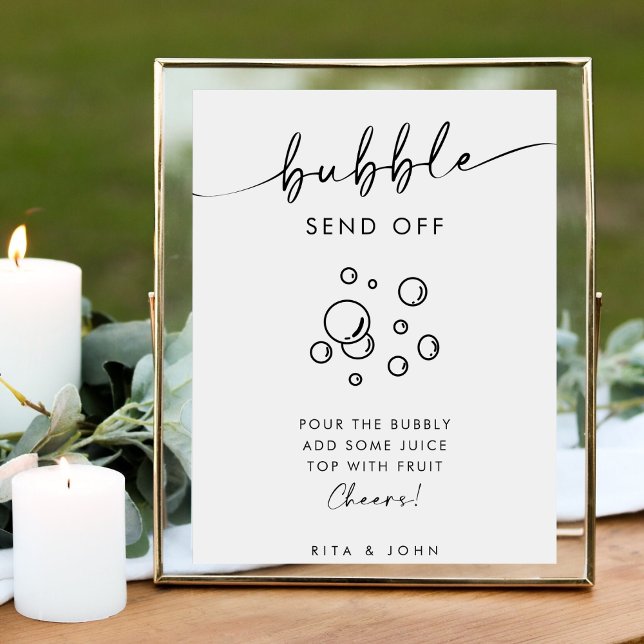Chic Modern Script Bubbly Bar Wedding Sign Poster (Von Creator hochgeladen)