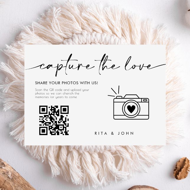 Chic Modern Script Capture Die Liebe QR-Code Begleitkarte (Von Creator hochgeladen)