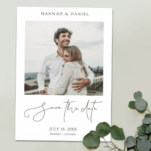 Chic Modern Script Foto Hochzeit speichern das Dat Magneteinladung