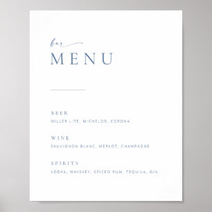 Chic + Modern Script Hochzeitsbar-Menüschild   Bla Poster