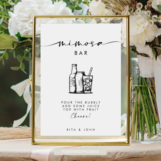 Chic Modern Script Mimosa Bar Wedding Sign Poster (Von Creator hochgeladen)