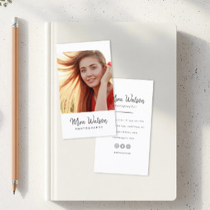 Chic Modern Script Typografy Simple Fotograf Visitenkarte