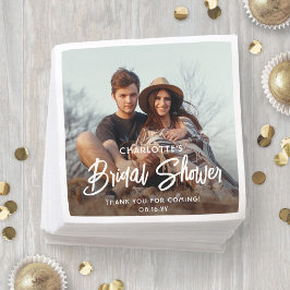 Chic Modern Script und Foto Minimales Brautparty Serviette