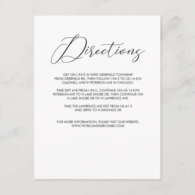 Chic Modern Script Wedding Directors Enclosure Begleitkarte (Vorderseite)
