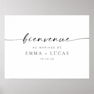 Chic Modern Script Wedding Willkommenszeichen | Fr Poster