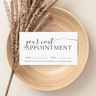 Chic Modern Script White Appointing Card Terminkarte