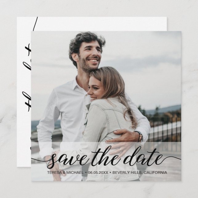 Chic Modern Simple Foto Save the Date Hochzeit (Vorne/Hinten)