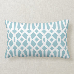 Chic Modern Sky Blue and White Trellis Muster Lendenkissen